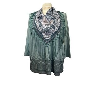 Women's NWT M Cactus + Pearl‎ Green Tunic With Scarf